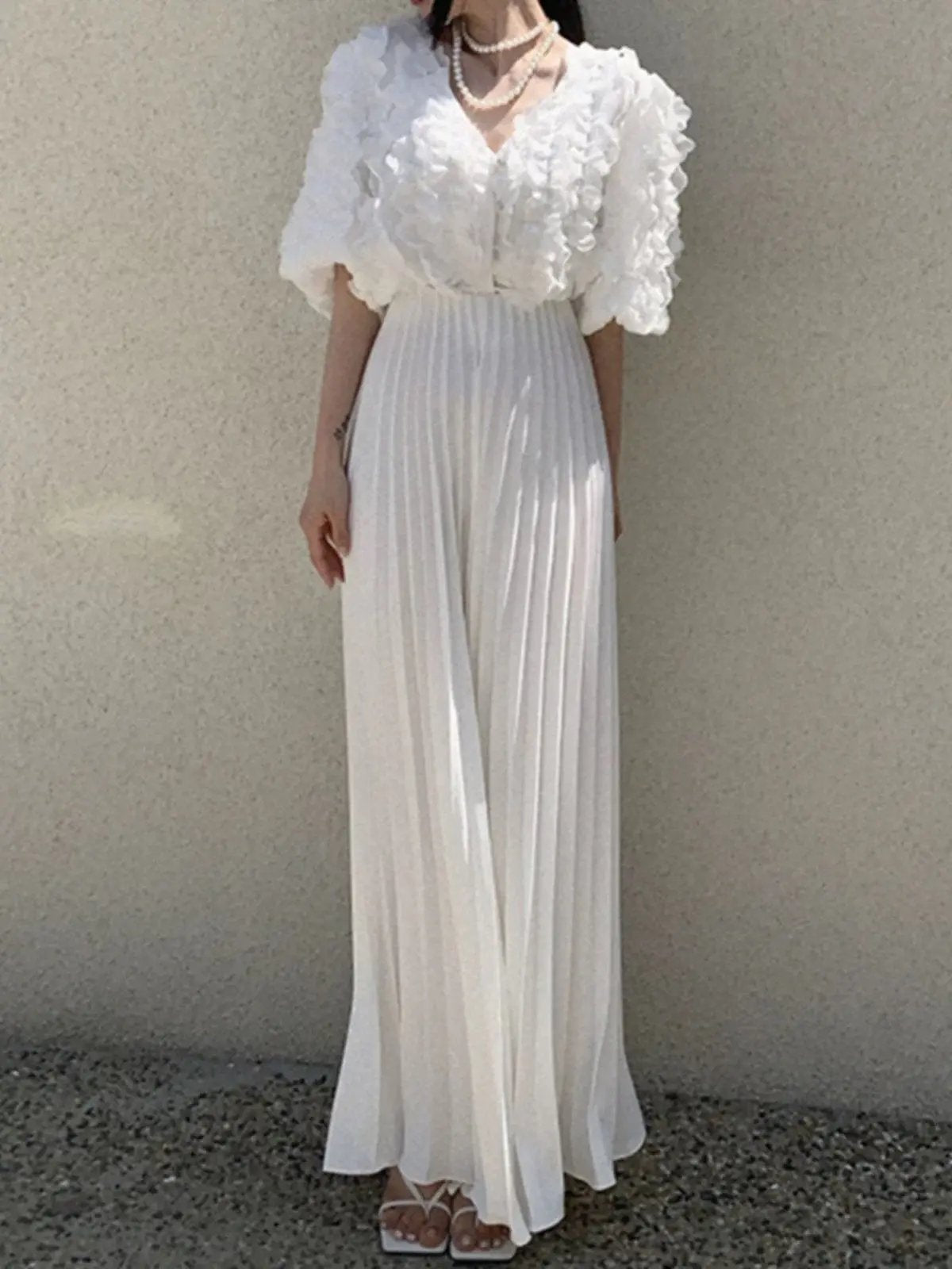 High Waist Slim White Pleated Casual Pants Plush Fashion Hub