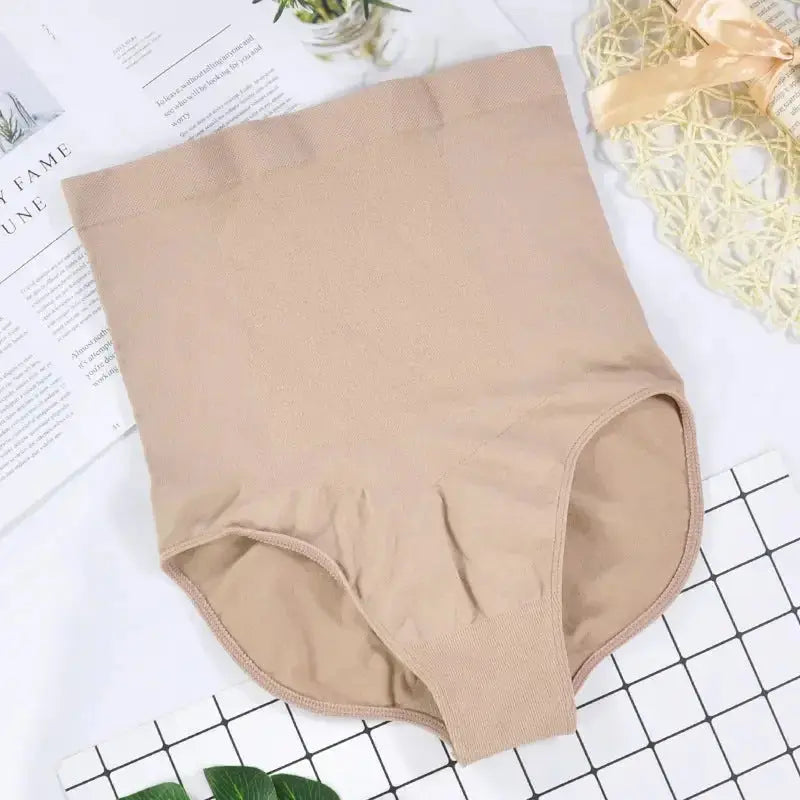 High-waisted seamless shapewear briefs with tummy control and enhanced butt-lift for women, by Plush Fashion Hub.