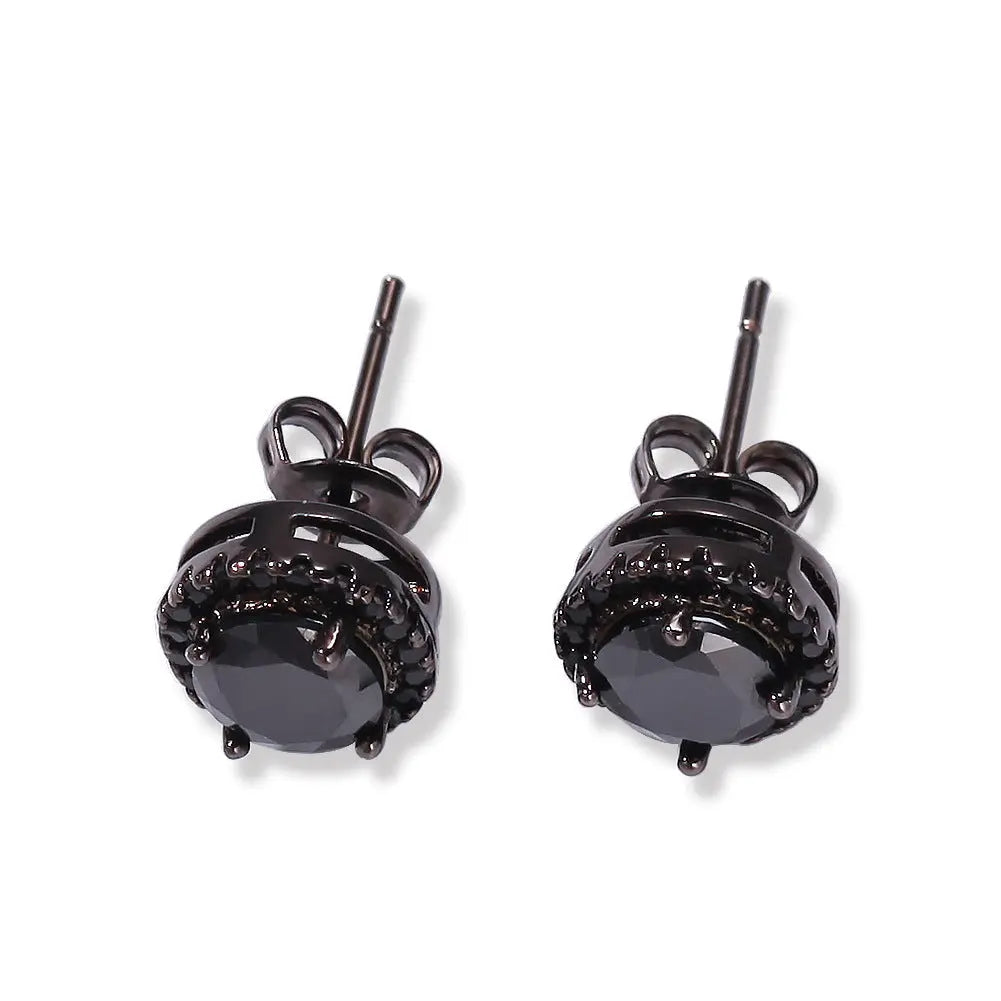Hip Hop Four-Prong Black Zircon Earrings nowadaysfashion 19.95