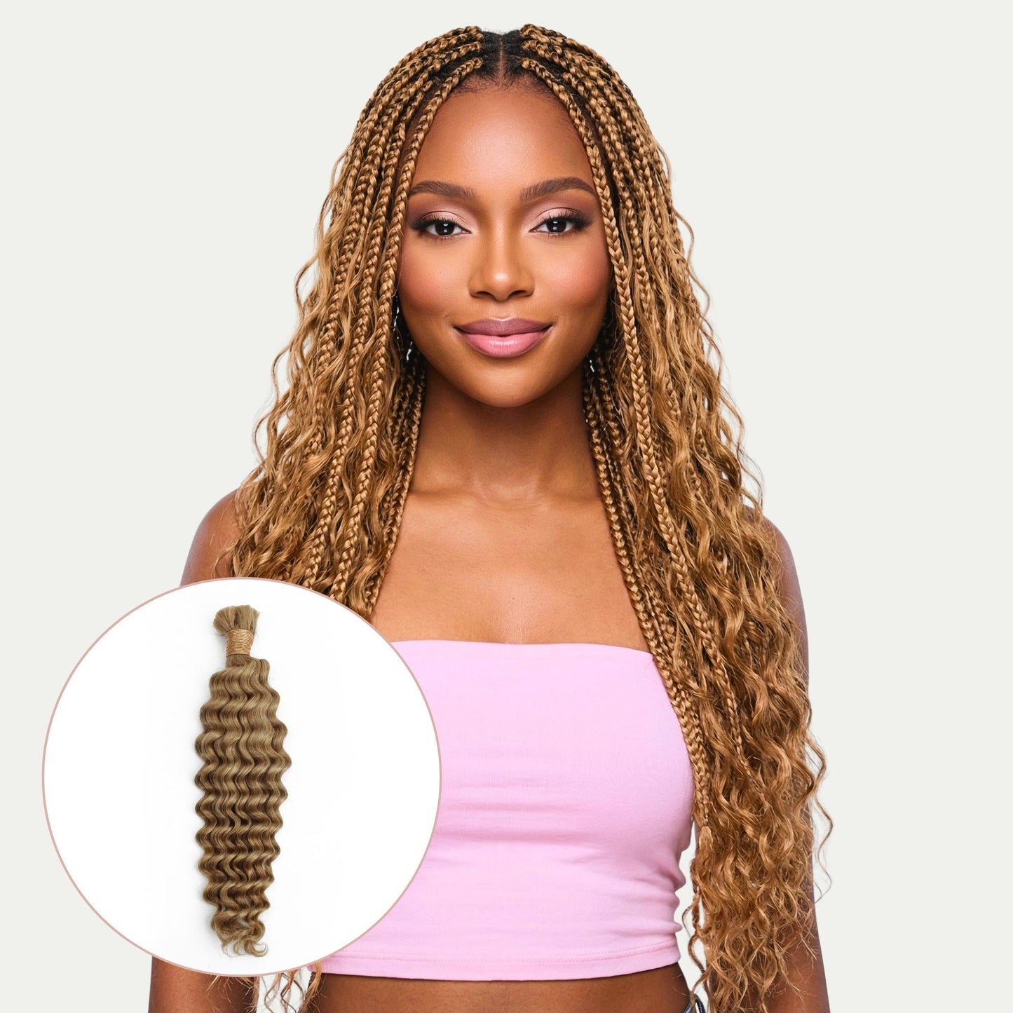 Honey Blonde Deep Wave 27 Bulk 100% Human Braiding Hair Private Label