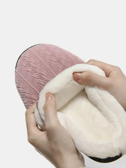 Horn Buckle Furry Texture Flat Slippers - Plush Fashion Hub