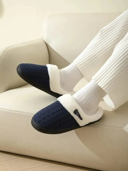 Horn Buckle Furry Texture Flat Slippers - Plush Fashion Hub