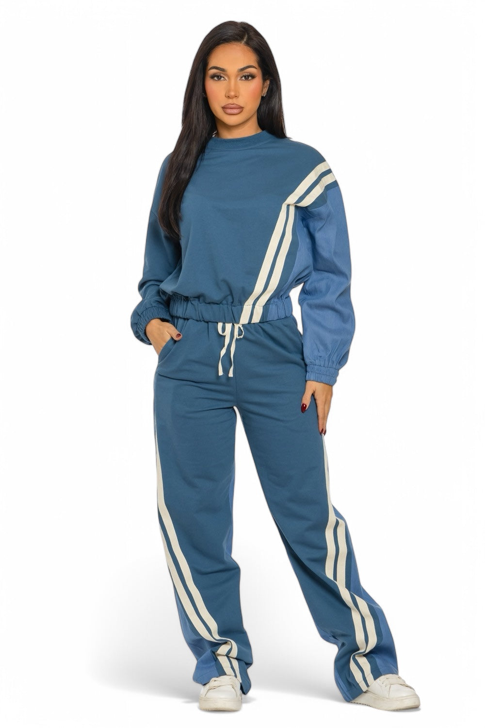 Two-tone long sleeve pants set by The House of Stylez, featuring a coordinated two-piece outfit with stylish design details.