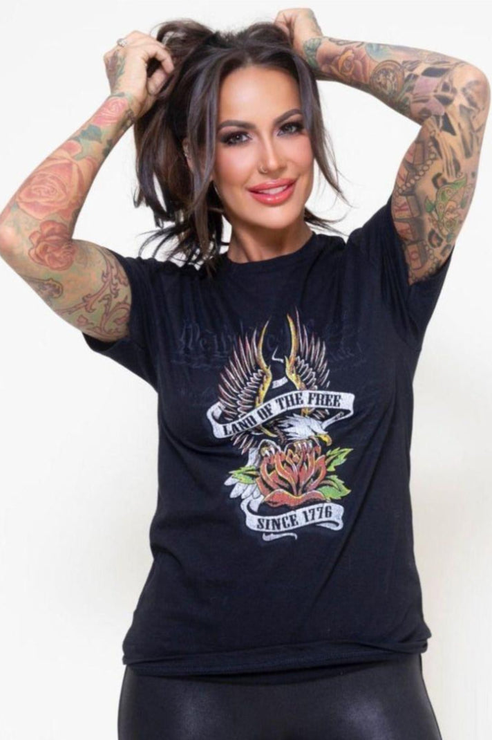 Patriotic Land of the Free Flag tee -clearance Pretty Little Patriot