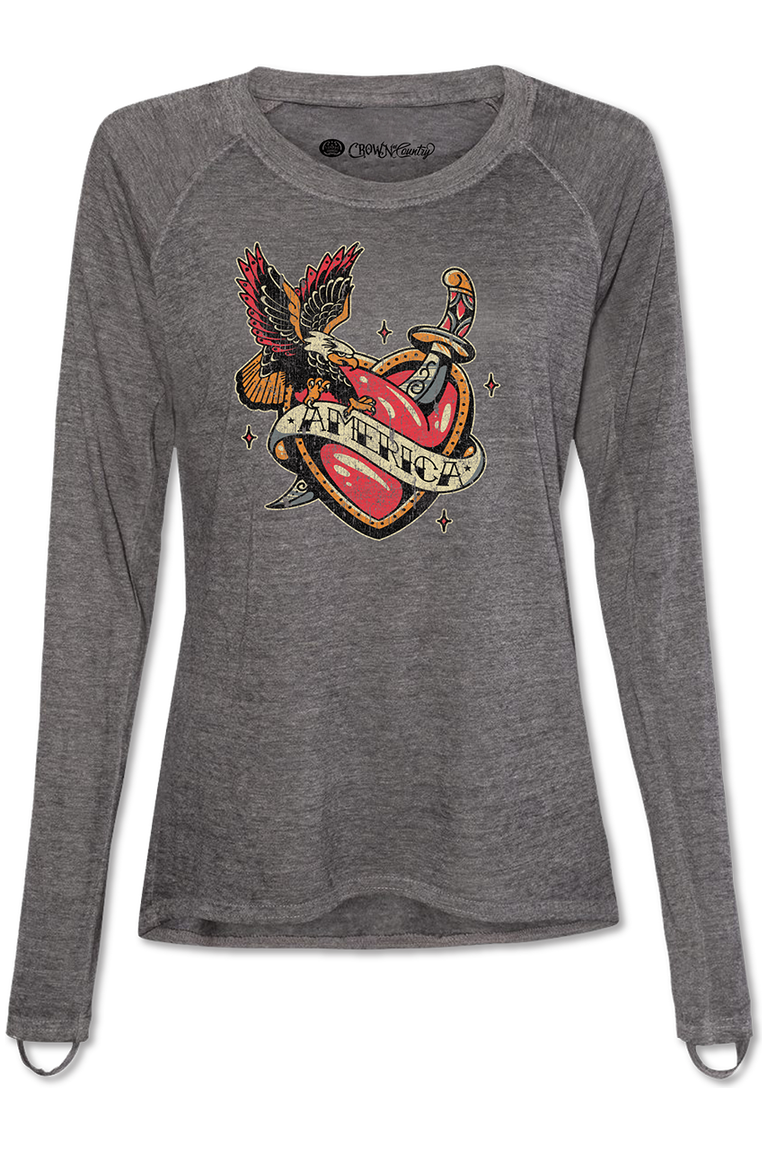 America Heart Tattoo graphic tee -clearance Pretty Little Patriot