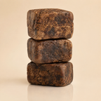 Raw African Black Soap from Timeless Organics Skin Care, natural beauty soap with dark, textured surface for deep cleansing.