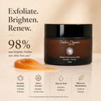 Pumpkin glycolic facial peel in a shoe-shaped container from Timeless Organics Skin Care, with a natural pumpkin design.