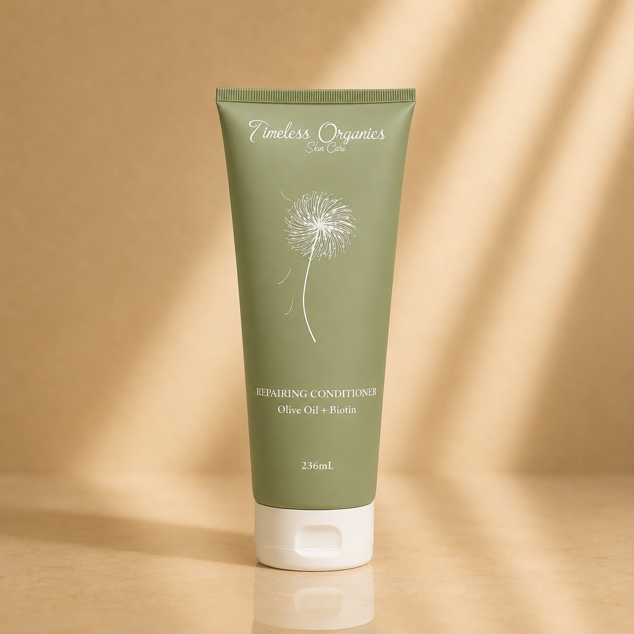 Timeless Organics Skin Care repairing conditioner bottle for hair care, showing the product label and packaging.