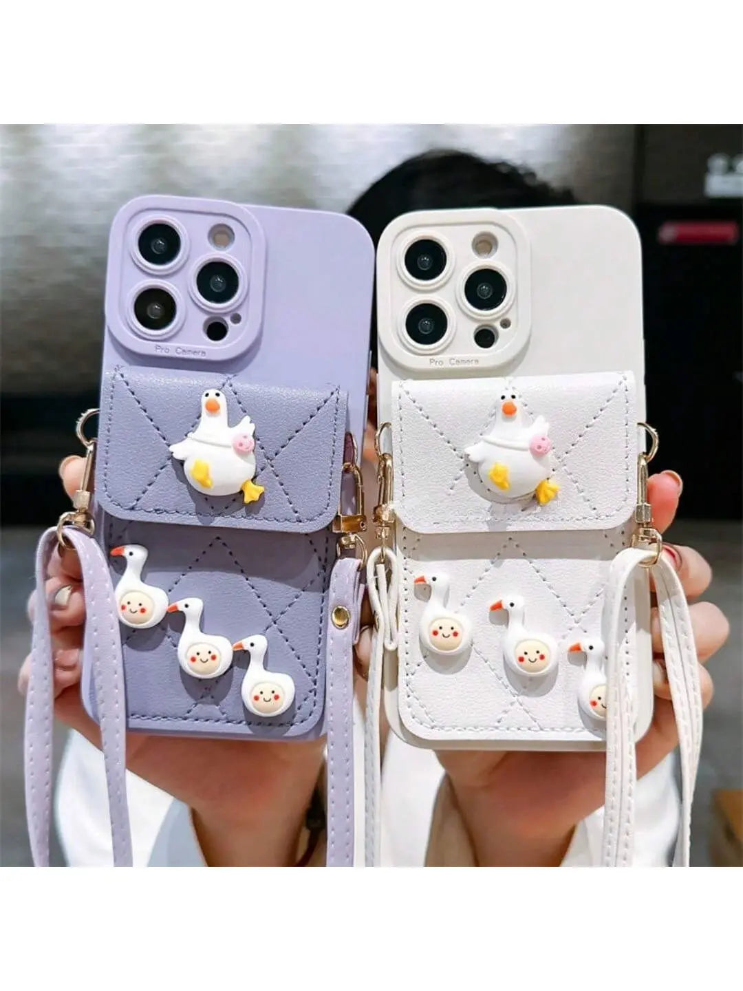 IPhone14promax/13pro , Wallet Phone Case Cute Leather Case With Card Holder Crossbody Cover For Women Girls Strap Wristlet RFID Blocking Shockproof Protective Cover Plush Fashion Hub