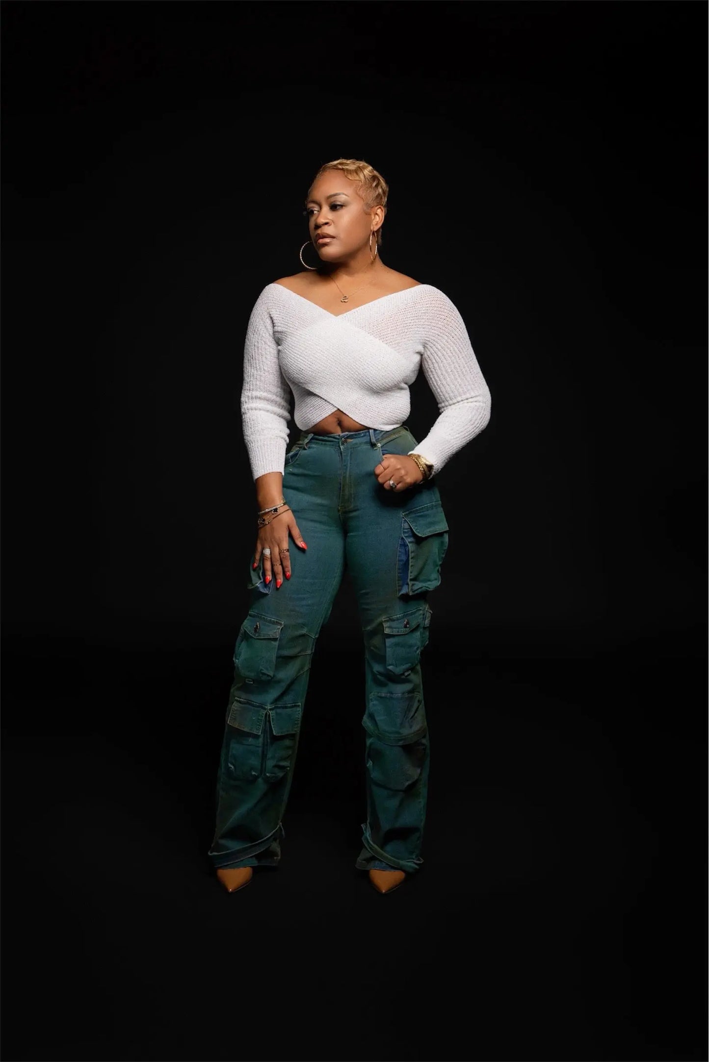 Iridescent Denim Cargo Jeans Plush Fashion Hub