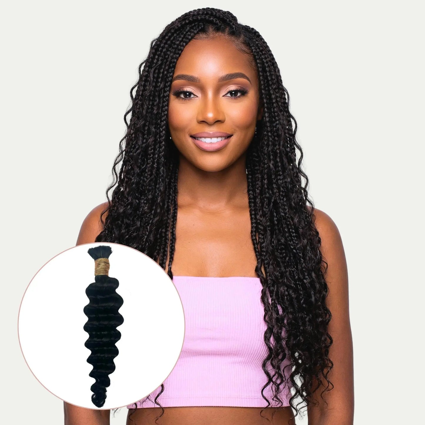 Jet Black Deep Wave Bulk 100% Human Braiding Hair Private Label