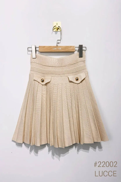 Khaki Pleated knit skirt -clearance Pretty Little Patriot