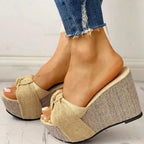 Women's bow sandals from Trendy Attic Store01 featuring stylish slip-on design and open toe for summer wear.