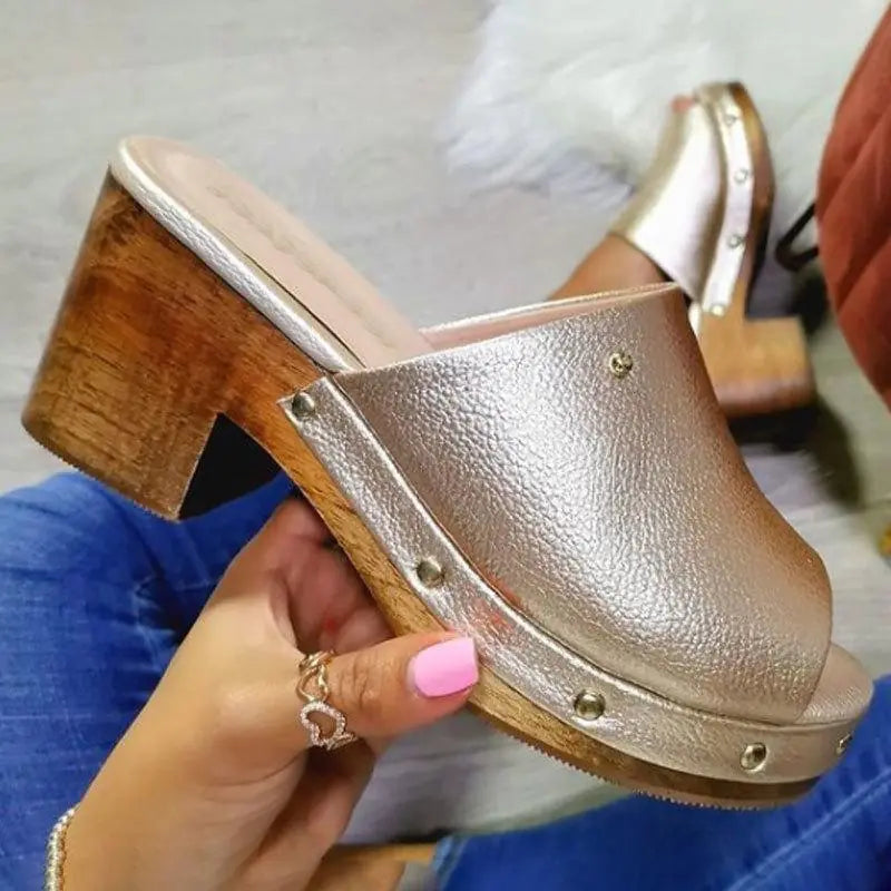 Women wedge platform sandals with thick heels from Trendy Attic Store01, featuring strappy design and elevated sole.