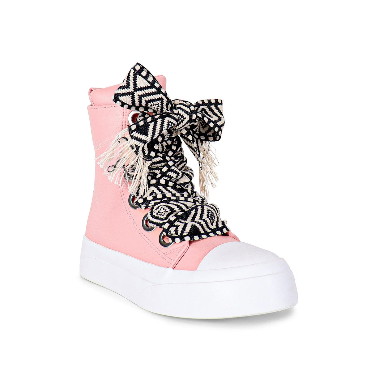 Plush Fashion Hub Lukka-1 sneakers in blush pink, side view showing stylish design and comfortable fit.