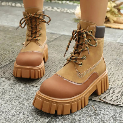 Lace Up Platform Boots - Plush Fashion Hub
