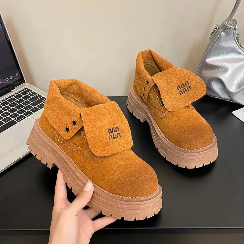 Lace Up Round Toe Platform Boots - Plush Fashion Hub