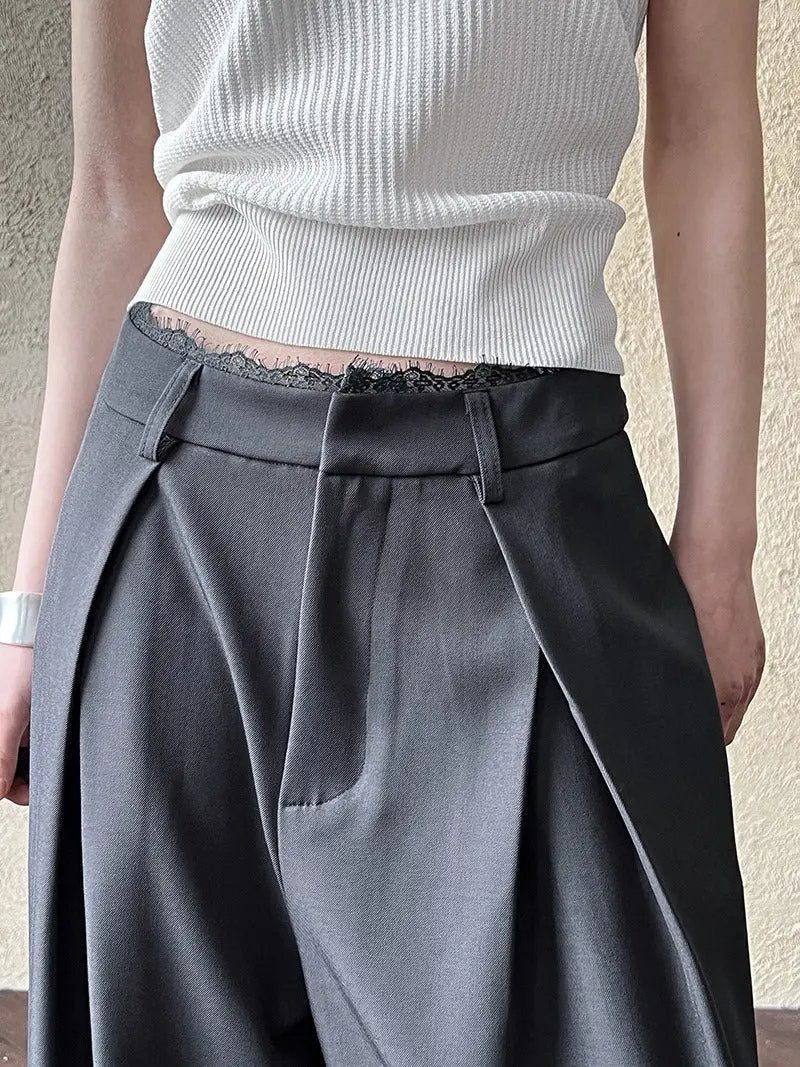 Lace-paneled Wide-leg Suit Pants PAINEVIDA
