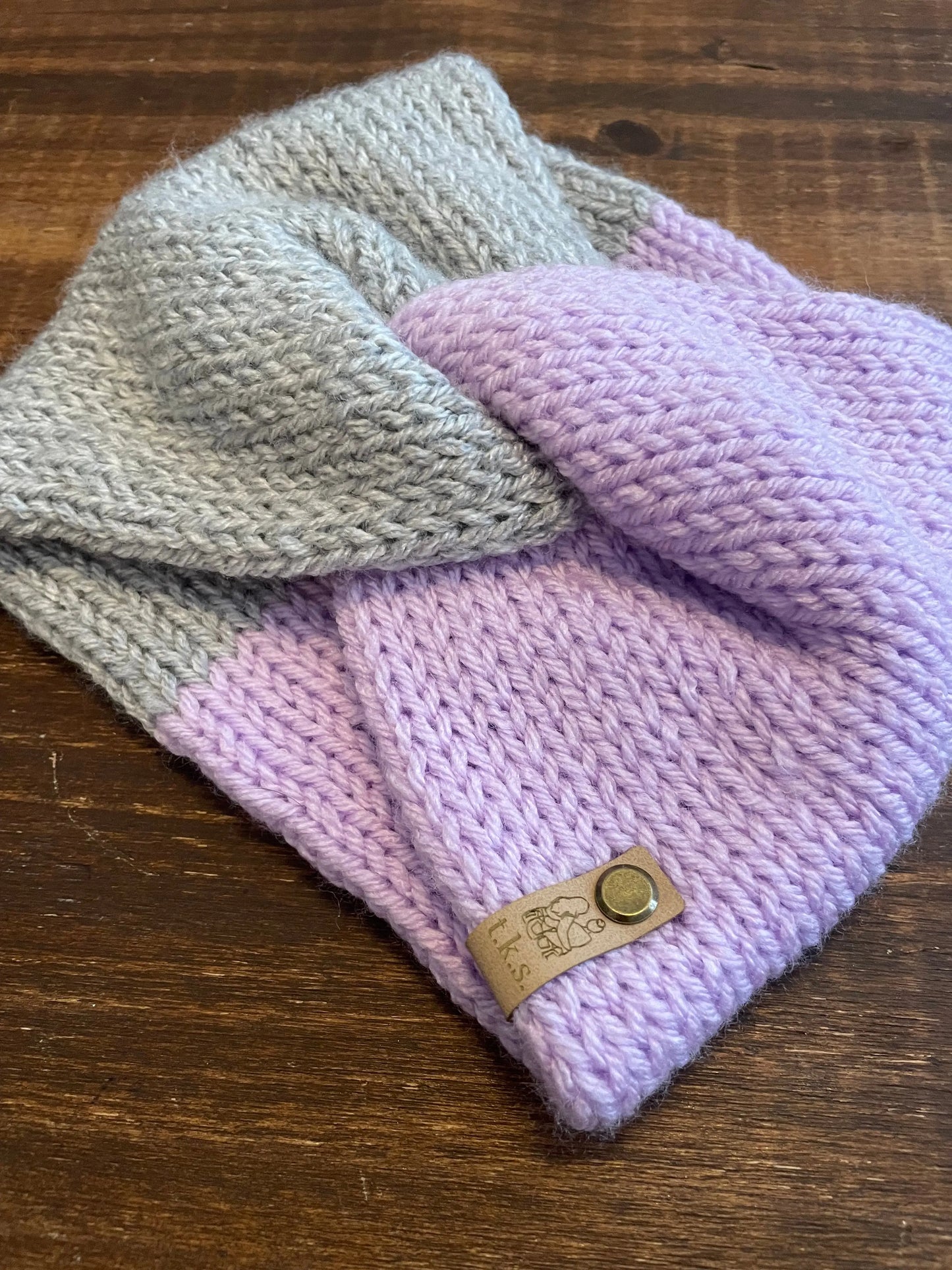 Lavender & Grey Twisted Headband Tight Knit Sisters