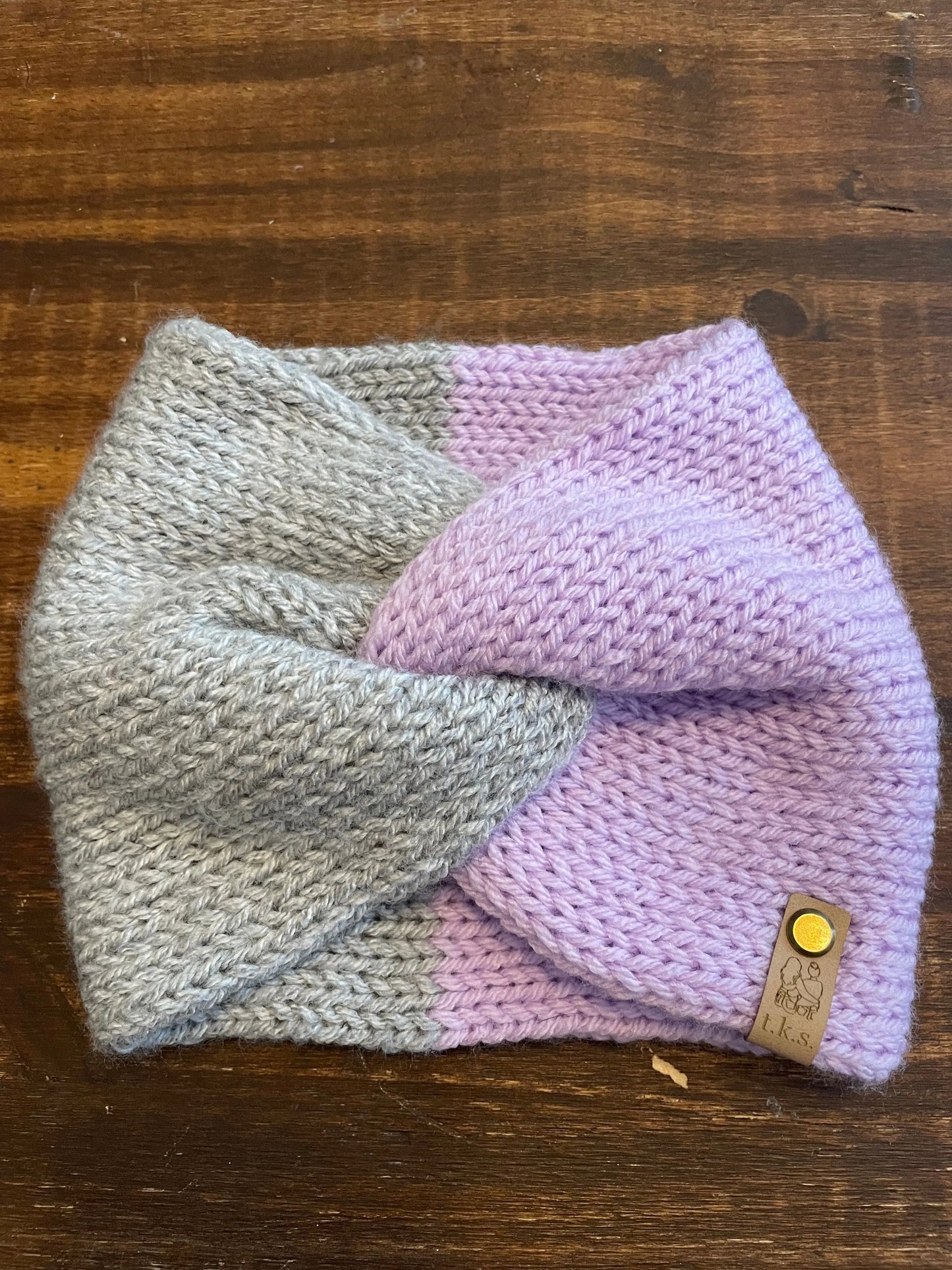 Lavender & Grey Twisted Headband Tight Knit Sisters