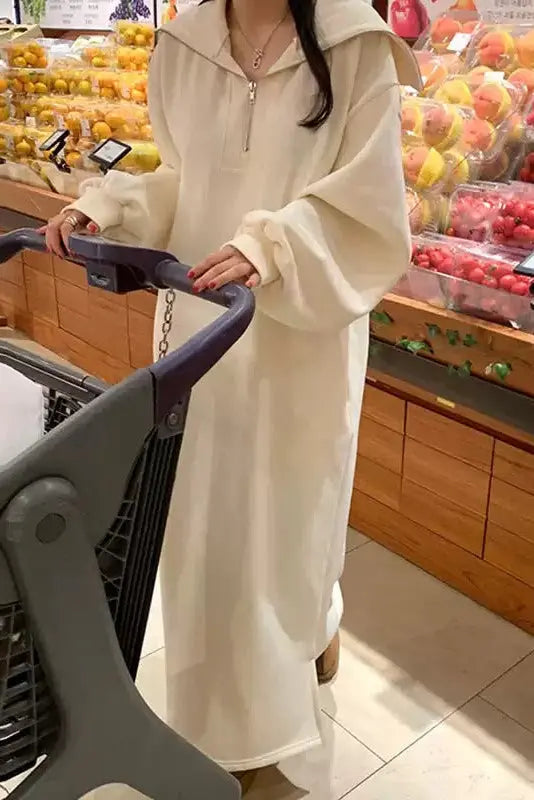 Lazy style navy collar loose sweatshirt dress Plush Fashion Hub