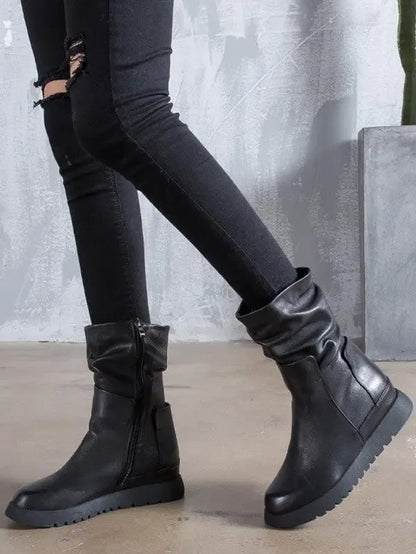 Leisure Fashion Solid Leather Martin Boots - Plush Fashion Hub