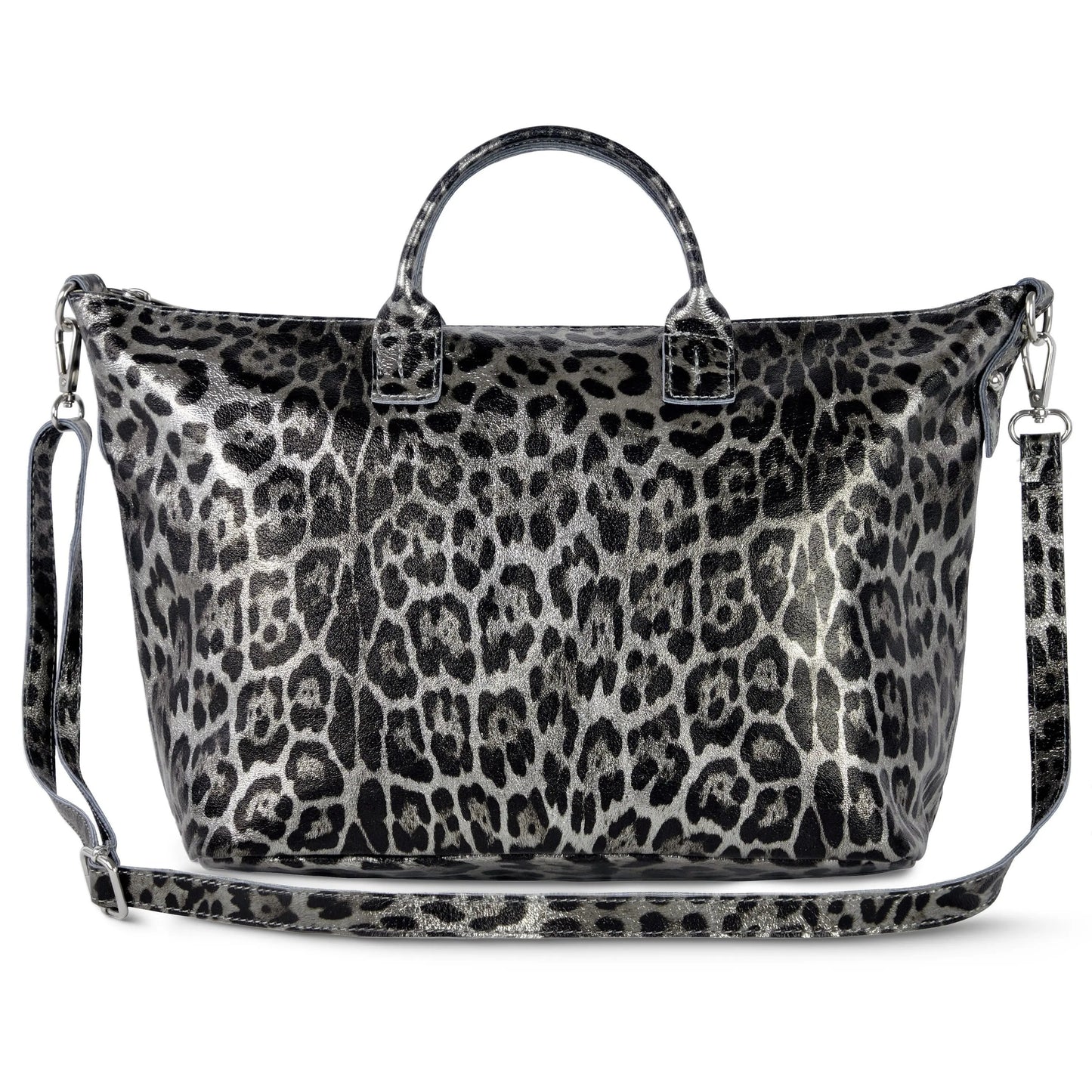 Leopard Metallic Suede Leather Top-Handle Bag TAKEASY