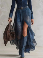 Leopard print button-front maxi dress with side slit and pockets, stylish and comfortable Trendsi dress for casual or dressy occasions.
