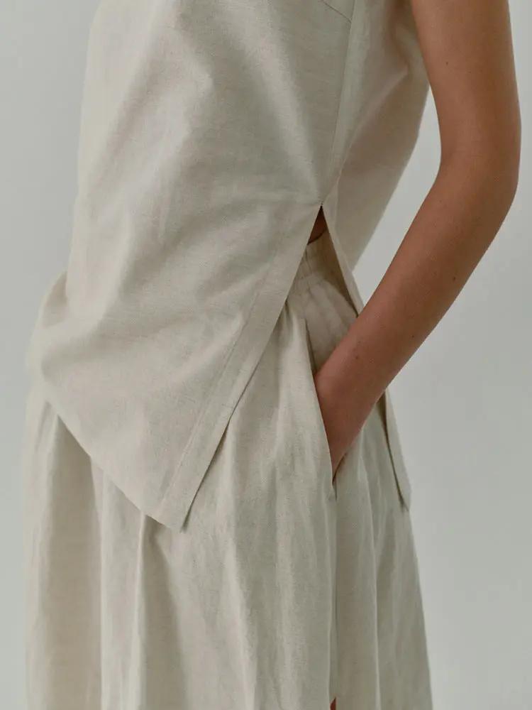 Linen Skirt With Side Slits Plush Fashion Hub