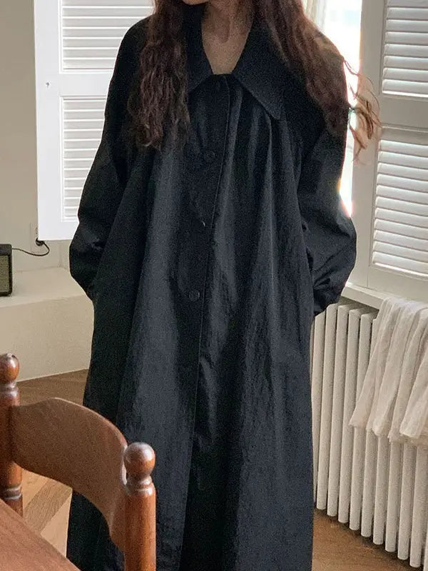 Loose Lapel Single-breasted Shirt Dress Trench Coat Plush Fashion Hub