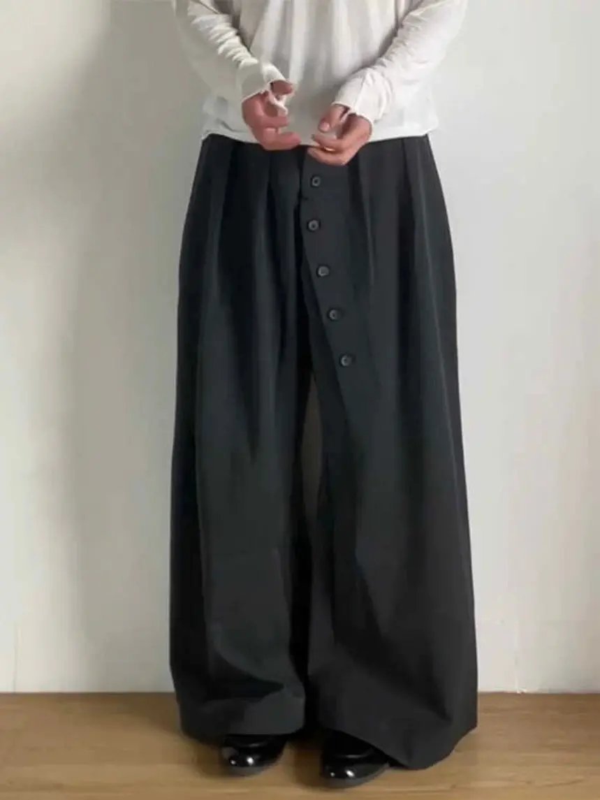 Loose Long Buttons Suit Trousers Plush Fashion Hub