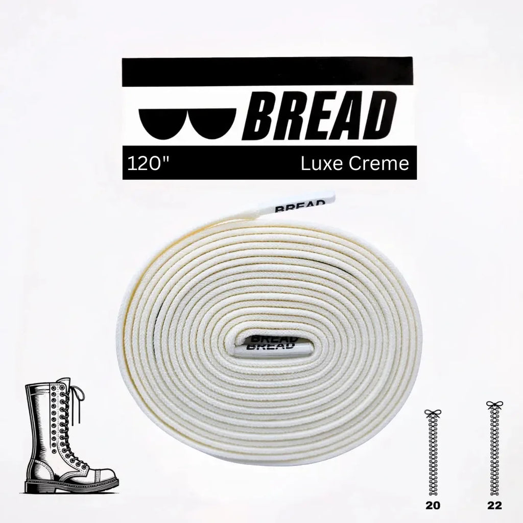 Elastic shoelaces in Luxe Creme color by Bread, showcasing the flexible, stylish laces with a smooth, creamy finish.