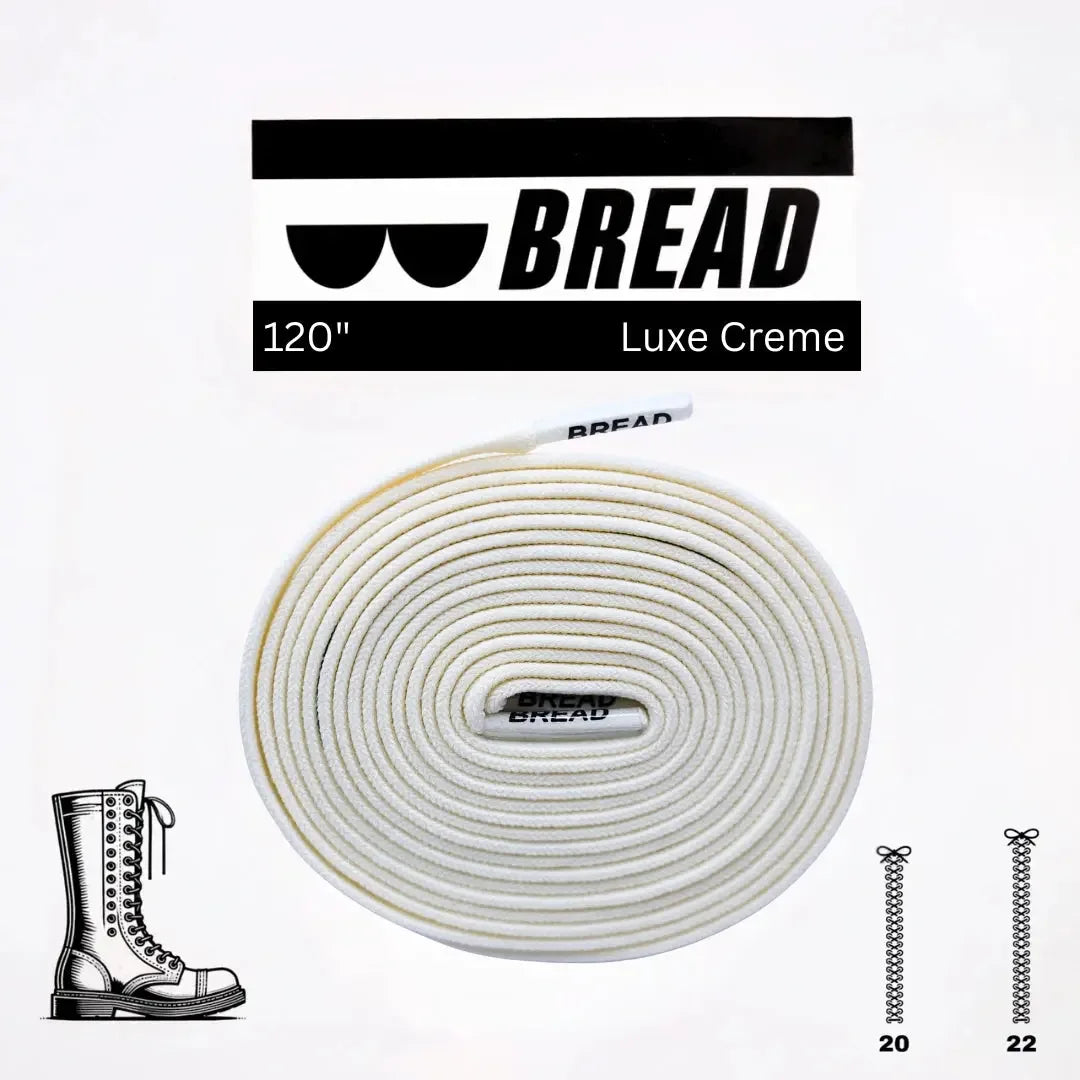 Elastic shoelaces in Luxe Creme color by Bread, showcasing the flexible, stylish laces with a smooth, creamy finish.