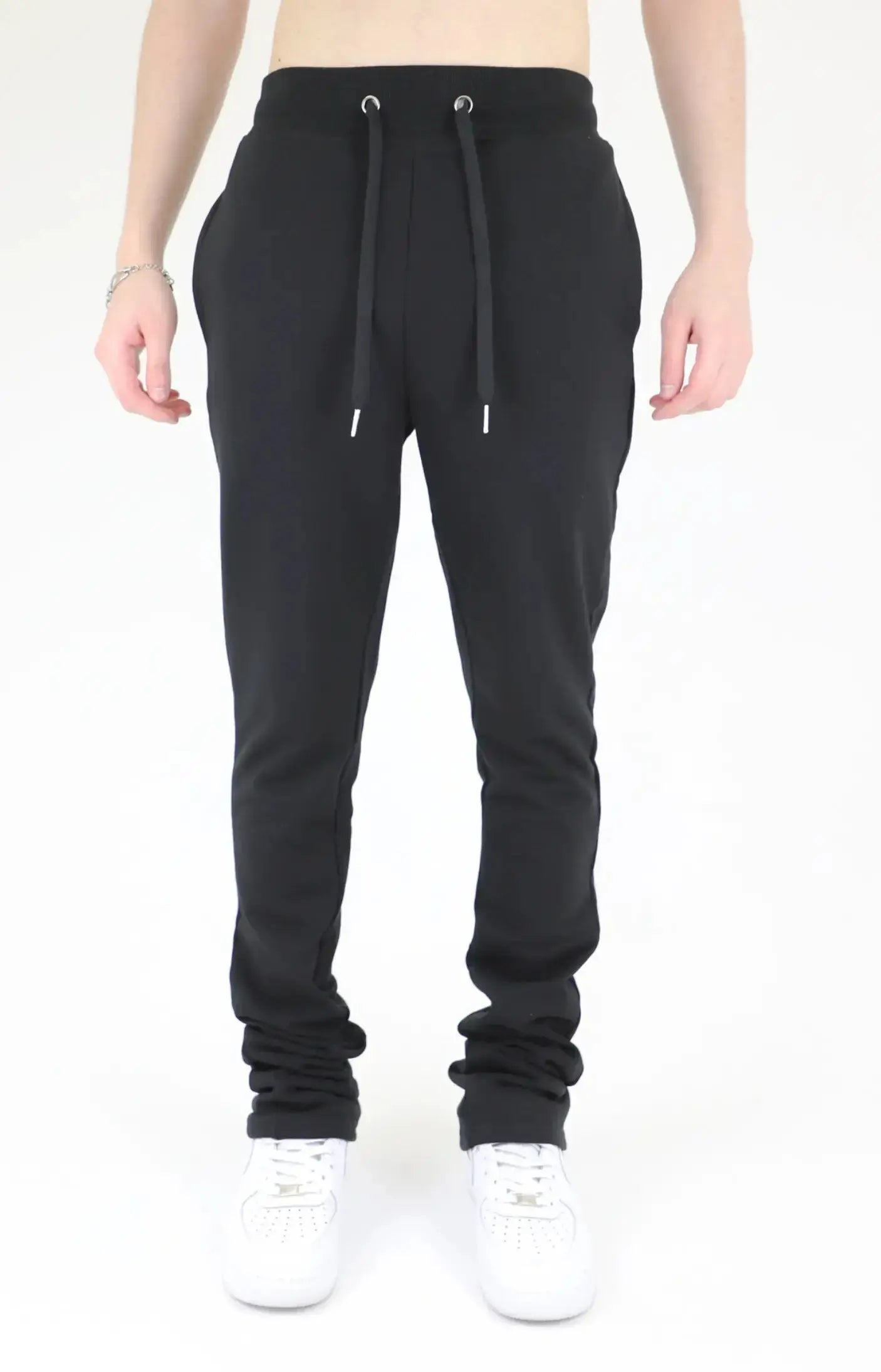 Multi-color stacked sweatpants by Plush Fashion Hub featuring vibrant, layered fabric design and comfortable fit.