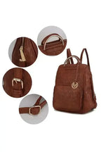 Gilded Glamour Shop Mia Signature vegan leather backpack with gold-tone hardware, stylish and trendy for everyday use.