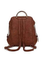 Gilded Glamour Mia Signature vegan leather backpack with gold-tone hardware, stylish and trendy for everyday use.
