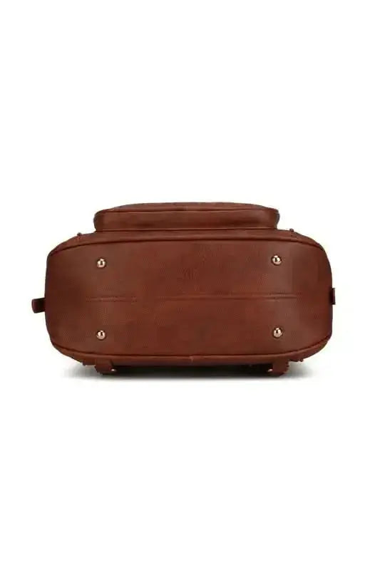 Gilded Glamour Shop Mia signature vegan leather backpack with gold-tone hardware, stylish and trendy for everyday use.