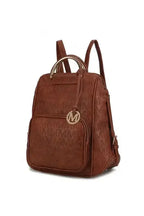 Gilded Glamour Shop Mia Signature vegan leather backpack with gold-tone hardware, stylish and trendy for everyday use.