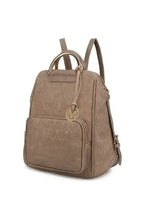 Gilded Glamour Shop Mia Signature vegan leather backpack with sophisticated gold-tone hardware, trendy design, and adjustable straps.