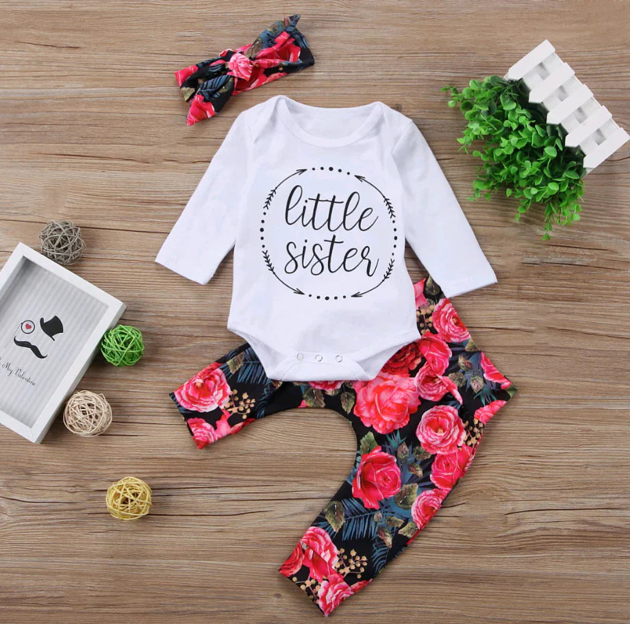 Girls' autumn cotton romper set with matching headband, featuring a two-piece design from Trendy Attic Store01.