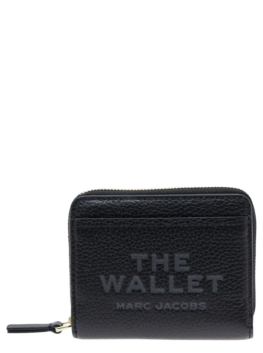 Marc Jacobs Women 'The Mini' Black Wallet With Engraved Logo On The Front In Hammered Leather Woman Luosophy