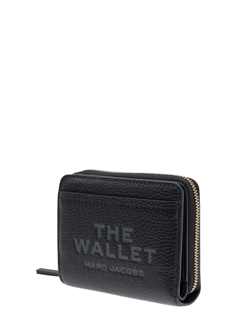 Marc Jacobs Women 'The Mini' Black Wallet With Engraved Logo On The Front In Hammered Leather Woman Luosophy