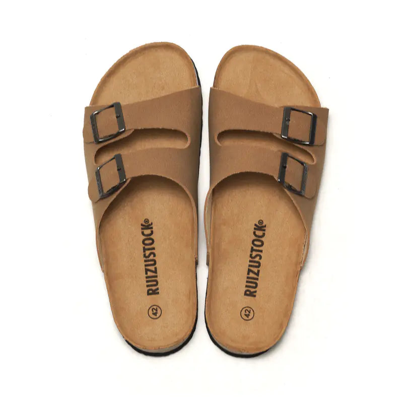 Men's cork slip-on sandals and women's beach sandals with comfortable straps, by Trendy Attic Store01.