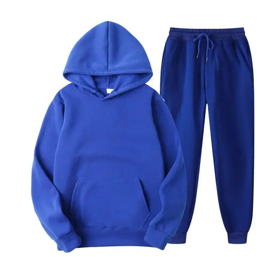 Unisex casual hemp blend loose sweatshirt and sweatpants matching set by Plush Fashion Hub, comfortable two-piece sweat suit.