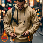 Men's techwear pullover hoodie with multi-zipper arm pockets, urban utility sweatshirt by Plush Fashion Hub.