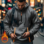 Men's multi-pocket techwear pullover hoodie with zipper arm pockets, urban utility sweatshirt by Plush Fashion Hub.