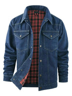 Men's casual denim snap-down jacket by Trendsi, lightweight and versatile outerwear, shown on a male model.
