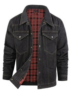Men's casual snap-down denim jacket by Trendsi, lightweight and versatile denim outerwear perfect for everyday wear.