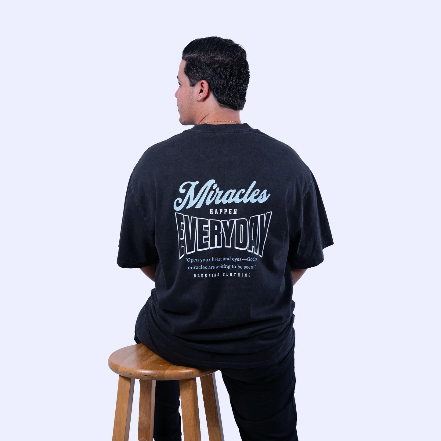 Men's Heavy Faded Miracles Happens Everyday Blessing Clothing
