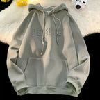 Men's relaxed fit streetwear hoodie from Plush Fashion Hub, oversized urban pullover with a casual hooded design.